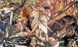 Atalanta, Péleus + diviak